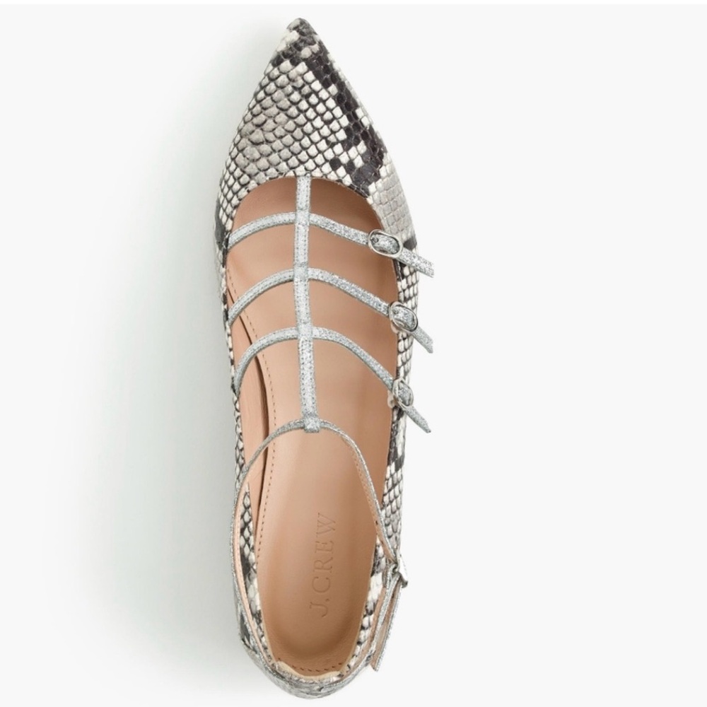 J. Crew Caged Flats in Snakeskin- Printed Loafer NIB